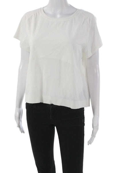Lululemon Women White Nylon Pullover T-Shirt Short Sleeve Round Neck Size 8