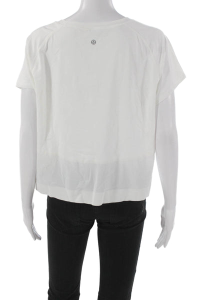 Lululemon Women White Nylon Pullover T-Shirt Short Sleeve Round Neck Size 8