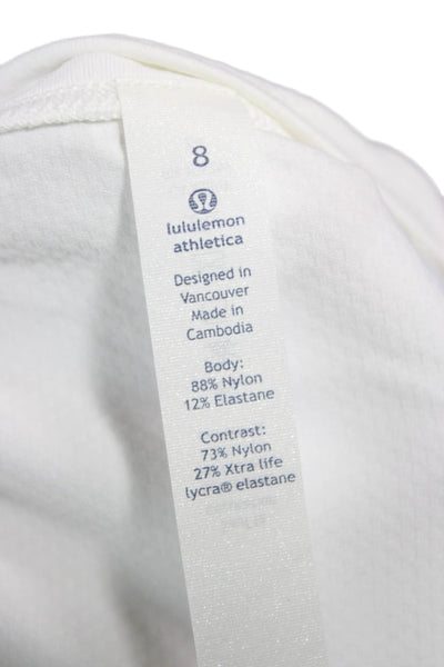 Lululemon Women White Nylon Pullover T-Shirt Short Sleeve Round Neck Size 8