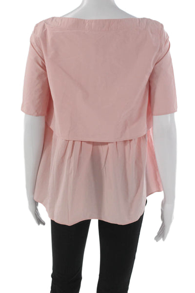 COS Womens Basic Blouse Pink Cotton Boat Neck Short Sleeve Size 2