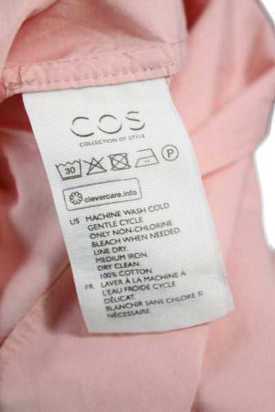 COS Womens Basic Blouse Pink Cotton Boat Neck Short Sleeve Size 2