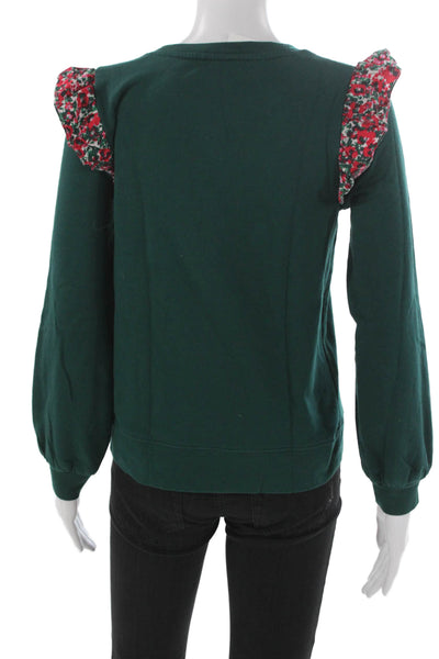 J Crew Womens Basic Green Crewneck Pullover Sweatshirt Long Sleeve Size XS