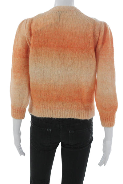 Maje Womens Orange Ombre V-Neck Alpaca Blend Cardigan 3/4 Sleeve Size 2
