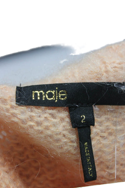 Maje Womens Orange Ombre V-Neck Alpaca Blend Cardigan 3/4 Sleeve Size 2