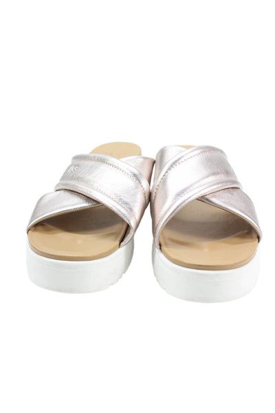 Ugg Women's Open Toe Criss-Cross Straps Platform Slide Sandals Gold Sz 8.5