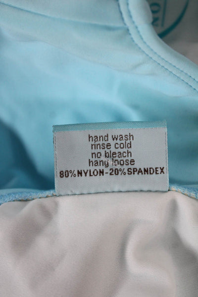 Letarte Women Blue Solid Bikini Swimwear Nylon Spandex Beach Size L