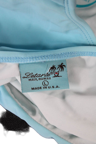 Letarte Women Blue Solid Bikini Swimwear Nylon Spandex Beach Size L