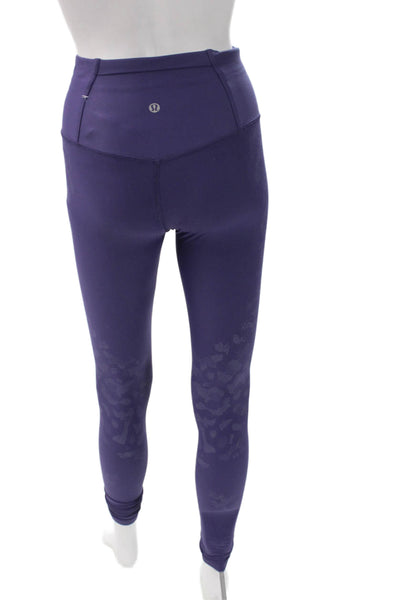 Lululemon Womens Ankle Leggings Purple Nylon Animal Print Size 4
