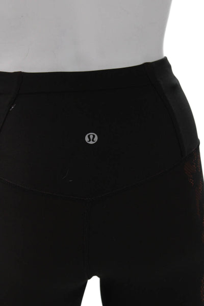 Lululemon Women Black Ankle Leggings Animal Print Nylon Size 4