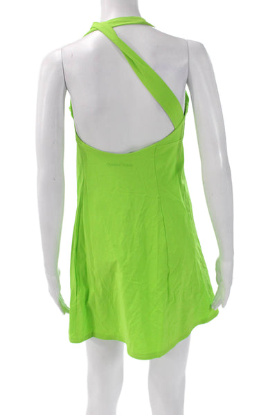 Outdoor Voices Womens Mini Dress Green Nylon Square Neck Sleeveless Size S