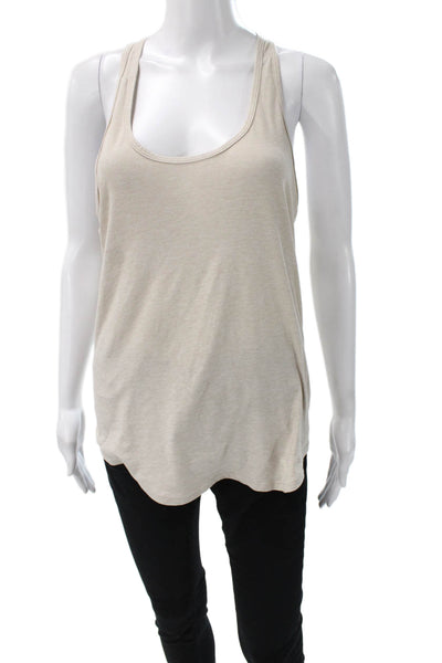 Outdoor Voices Women Beige Scoop Neck Sleeveless Basic Tank Polyester Size S