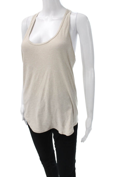 Outdoor Voices Women Beige Scoop Neck Sleeveless Basic Tank Polyester Size S