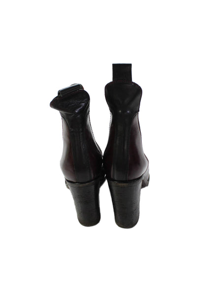Rag & Bone Women's Pointed Toe Leather Ankle Boots Burgundy Size 37