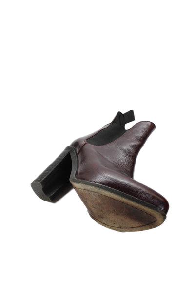 Rag & Bone Women's Pointed Toe Leather Ankle Boots Burgundy Size 37