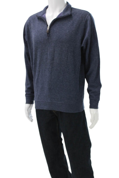 Peter Millar Mens Pullover Sweater Blue Rayon Mock Neck Long Sleeve Size M