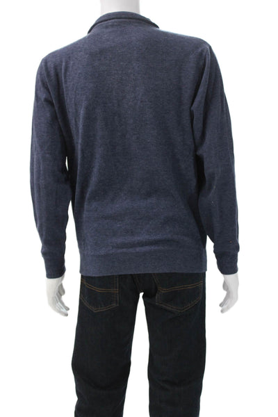 Peter Millar Mens Pullover Sweater Blue Rayon Mock Neck Long Sleeve Size M