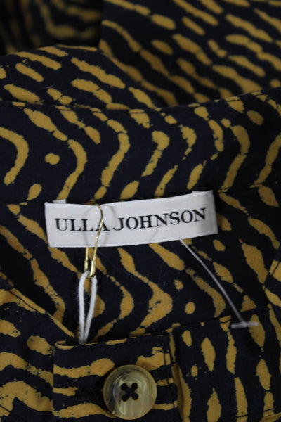 Ulla Johnson Women Animal Print Button-Up High Neck Long Sleeve Size 2