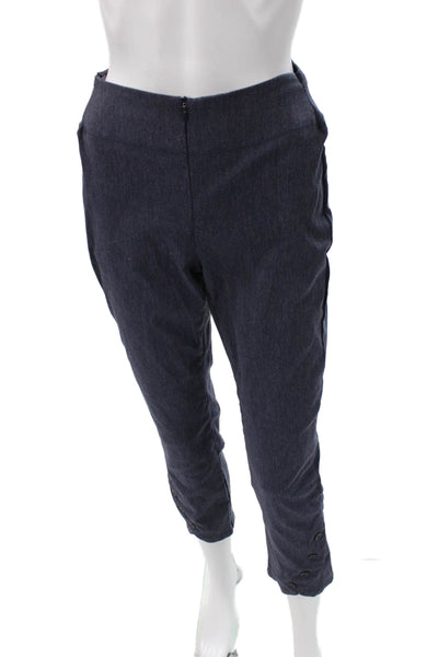 Porto Womens Cropped Blue Lycra Pants Zip Closure Size 1