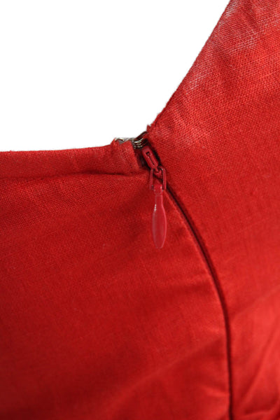 Faithfull Womens Red Linen One Shoulder Mini Dress Knee Length Size XS
