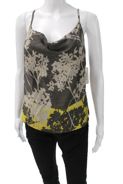 Theo Women Floral Viscose Cowl Neck Camisole Sleeveless Multicolor Size M