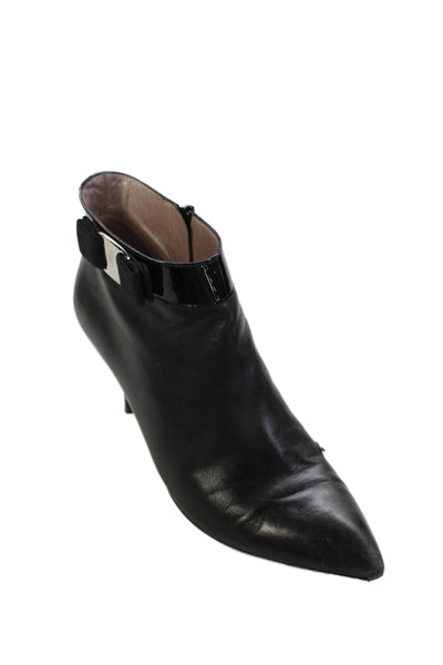 Salvatore Ferragamo Womens Leather Ankle Booties Black Size 9.5