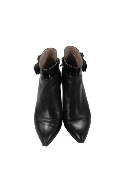 Salvatore Ferragamo Womens Leather Ankle Booties Black Size 9.5