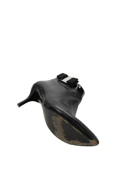 Salvatore Ferragamo Womens Leather Ankle Booties Black Size 9.5
