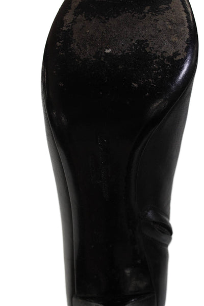 Salvatore Ferragamo Womens Leather Ankle Booties Black Size 9.5