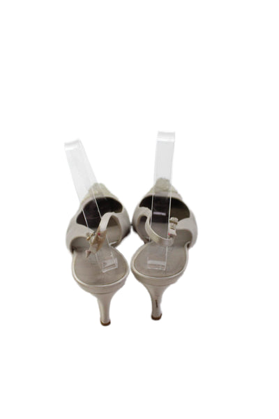 Badgley Mischka Womens Beaded Slingback Heels Silver Size 39.5 9.5