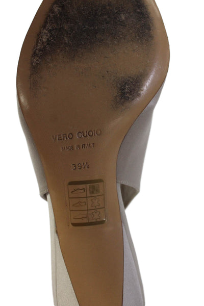 Badgley Mischka Womens Beaded Slingback Heels Silver Size 39.5 9.5