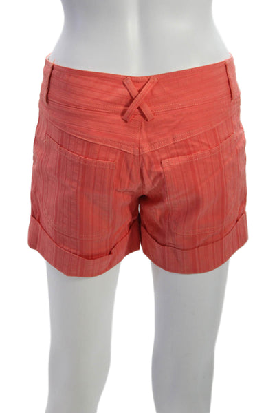 Catherine Malandrino Women Chino Shorts Striped Orange Button Size 2