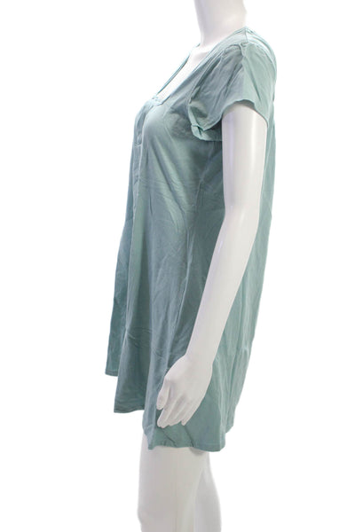 Garnet Hill Women Shift Dress Green Square Neck Short Sleeve Size XS
