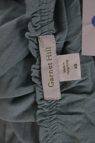 Garnet Hill Women Shift Dress Green Square Neck Short Sleeve Size XS