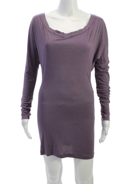 Patrizia Pepe Women Bodycon Dress Purple Long Sleeve Scoop Neck Short Size 1