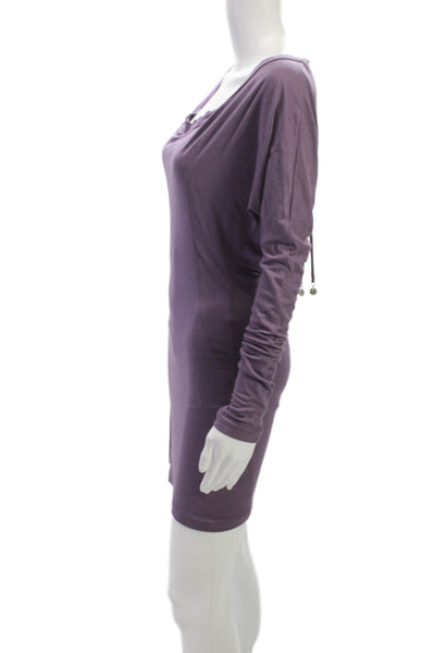 Patrizia Pepe Women Bodycon Dress Purple Long Sleeve Scoop Neck Short Size 1