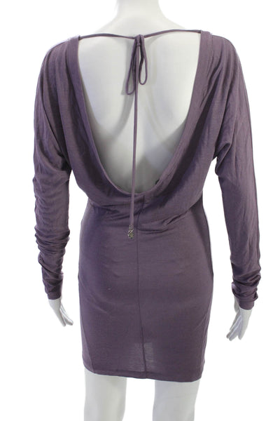 Patrizia Pepe Women Bodycon Dress Purple Long Sleeve Scoop Neck Short Size 1