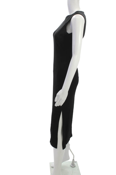Moda International Womens Tank Dress Black Midi Round Neck Sleeveless Size XS