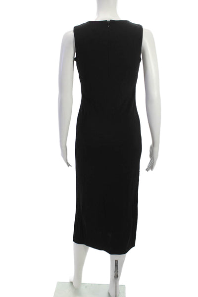 Moda International Womens Tank Dress Black Midi Round Neck Sleeveless Size XS