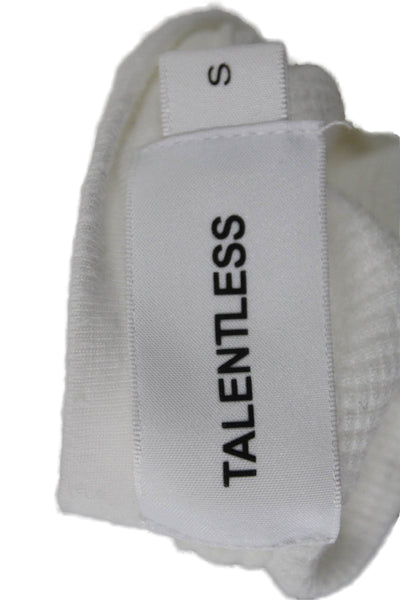Talentless Womens Basic White Cotton Crew Neck Long Sleeve T-Shirt Size S
