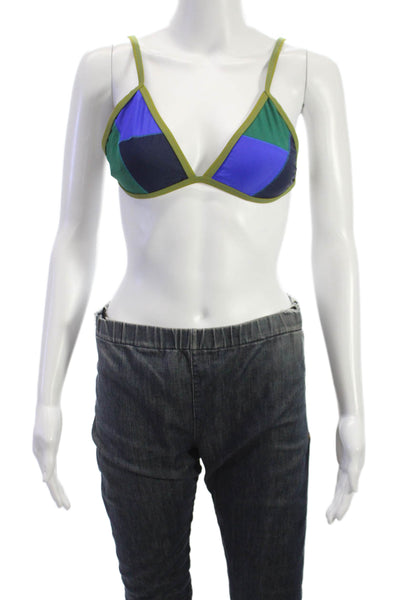 Xirena Women Bikini Top Colorblock Multicolor Nylon Size L