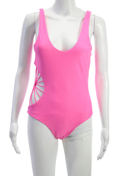 Cami And Jax Women Swimwear One Piece Pink Solid Nylon Spandex Size L