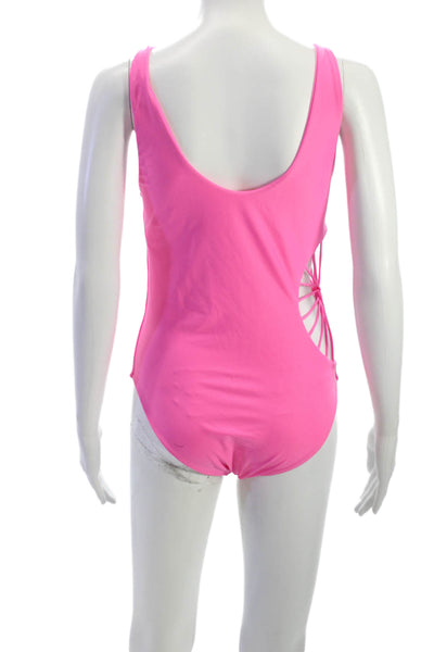 Cami And Jax Women Swimwear One Piece Pink Solid Nylon Spandex Size L