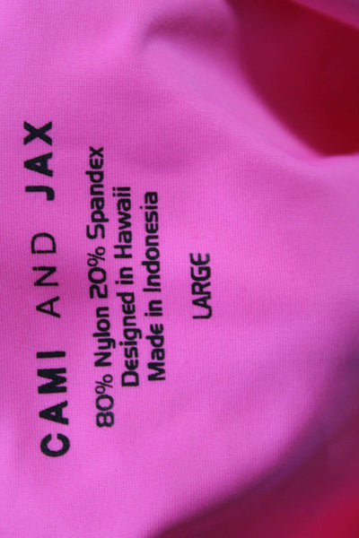 Cami And Jax Women Swimwear One Piece Pink Solid Nylon Spandex Size L