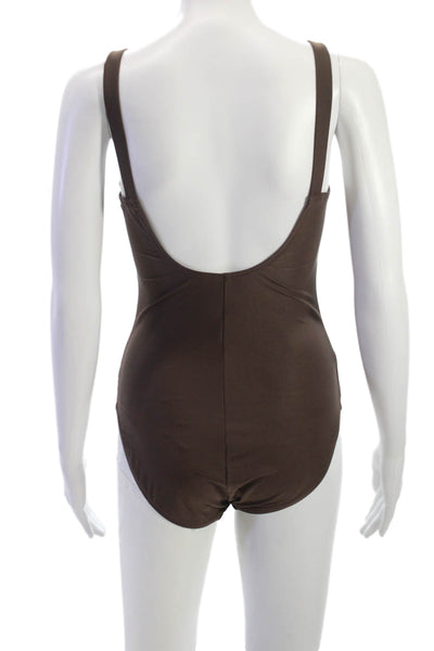 Speedo Women One Piece Swimwear Brown Nylon Solid Size 10