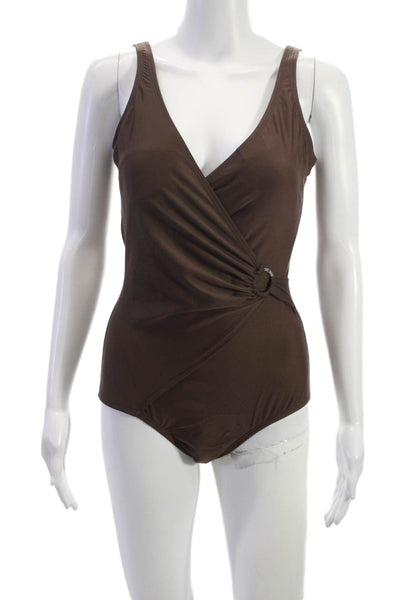 Speedo Womens Swimwear One Piece Brown Nylon Lycra Size 10