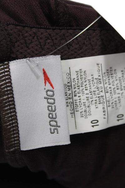 Speedo Womens Swimwear One Piece Brown Nylon Lycra Size 10