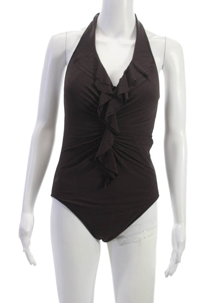 Miraclesuit Womens Swimwear One Piece Brown Nylon Size 10