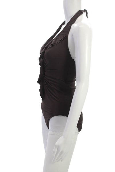 Miraclesuit Womens Swimwear One Piece Brown Nylon Size 10