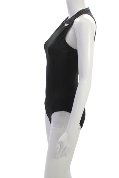 Speedo Women One Piece Swimsuit Black Athletic Polyester Size 12