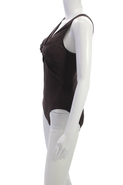 Miraclesuit Womens One Piece Swimwear Brown Solid Lycra Nylon Classic Size 10